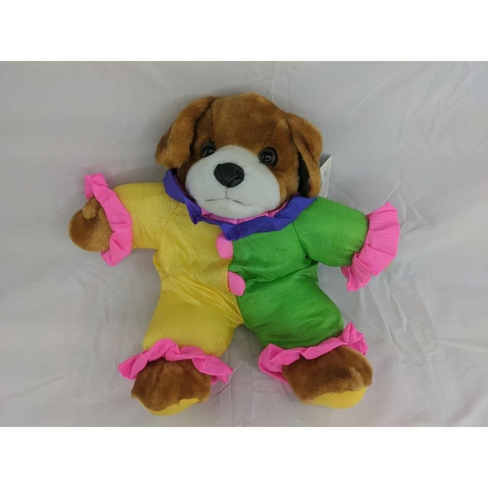 Kellytoy Kuddle Me Clown Dog Plush Nylon 13 Inch‎ Stuffed Animal Toy